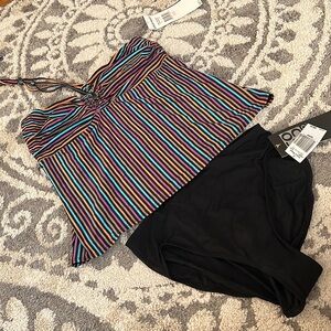 Coco Reef tankini, size 40D (top) and XL (bottoms), multicolor stripe, NWT!